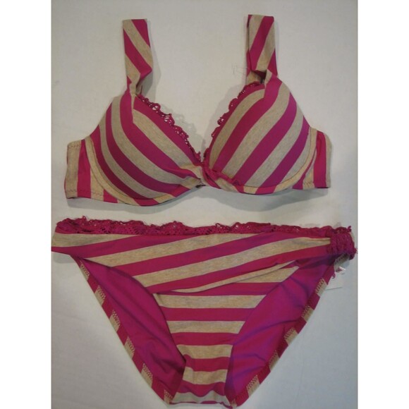 Underwire Swimsuit Bikini Push Up Rebecca Virtue RASPBERRY LACE L - Picture 2 of 5